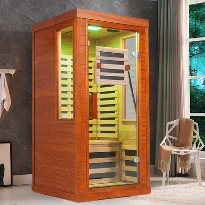 One person infrared sauna with red light